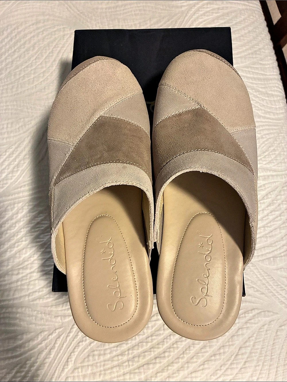 Splendid Odette Suede Clog Mules, Brown & Beige, US 9.5 M